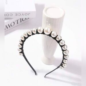 Black Knotted Faux Pearl Headband BNIB